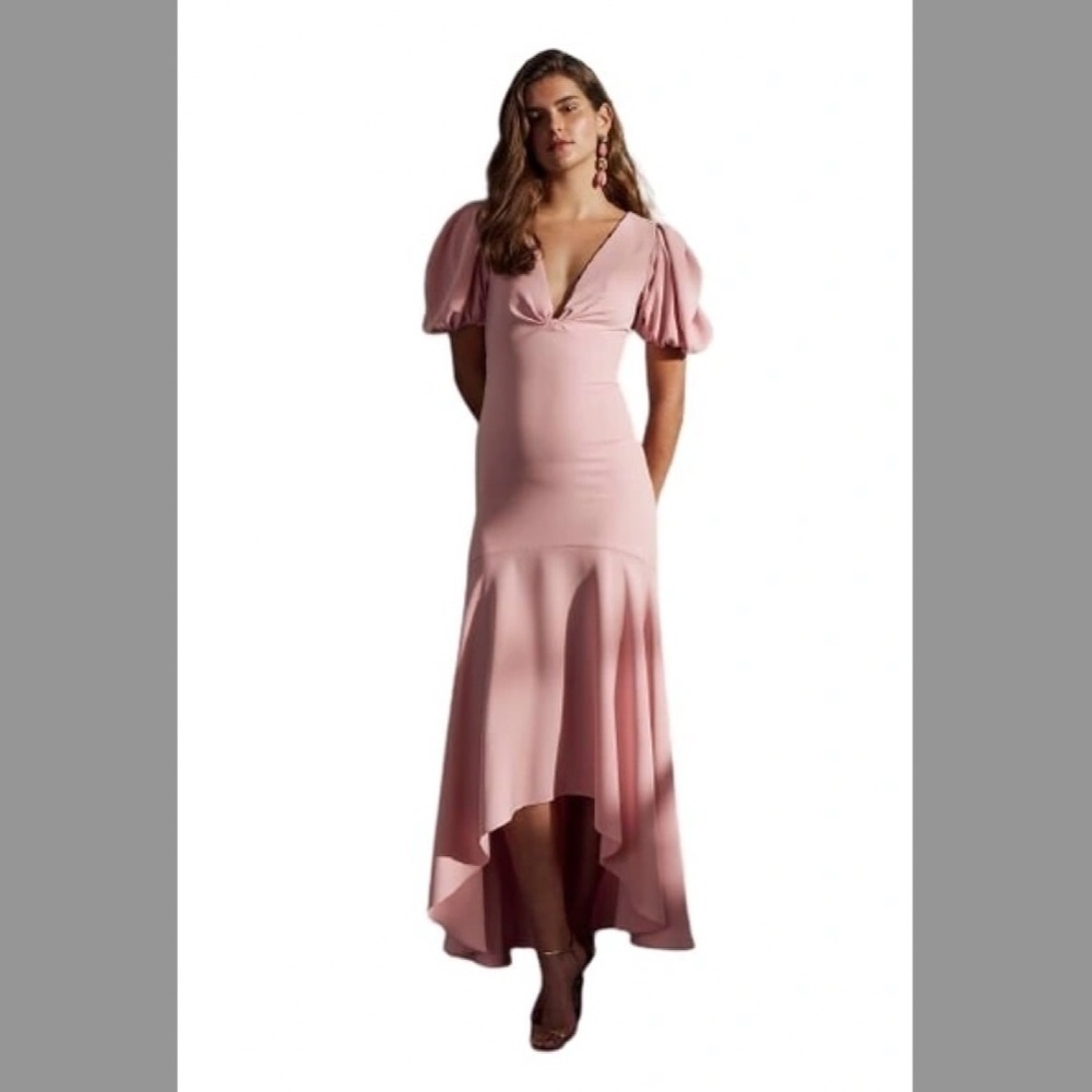 NWT SACHIN + BABI | Pink Layla Midi Dress w Puff Sleeve and Mermaid Hem | Size 4 - Picture 2 of 16